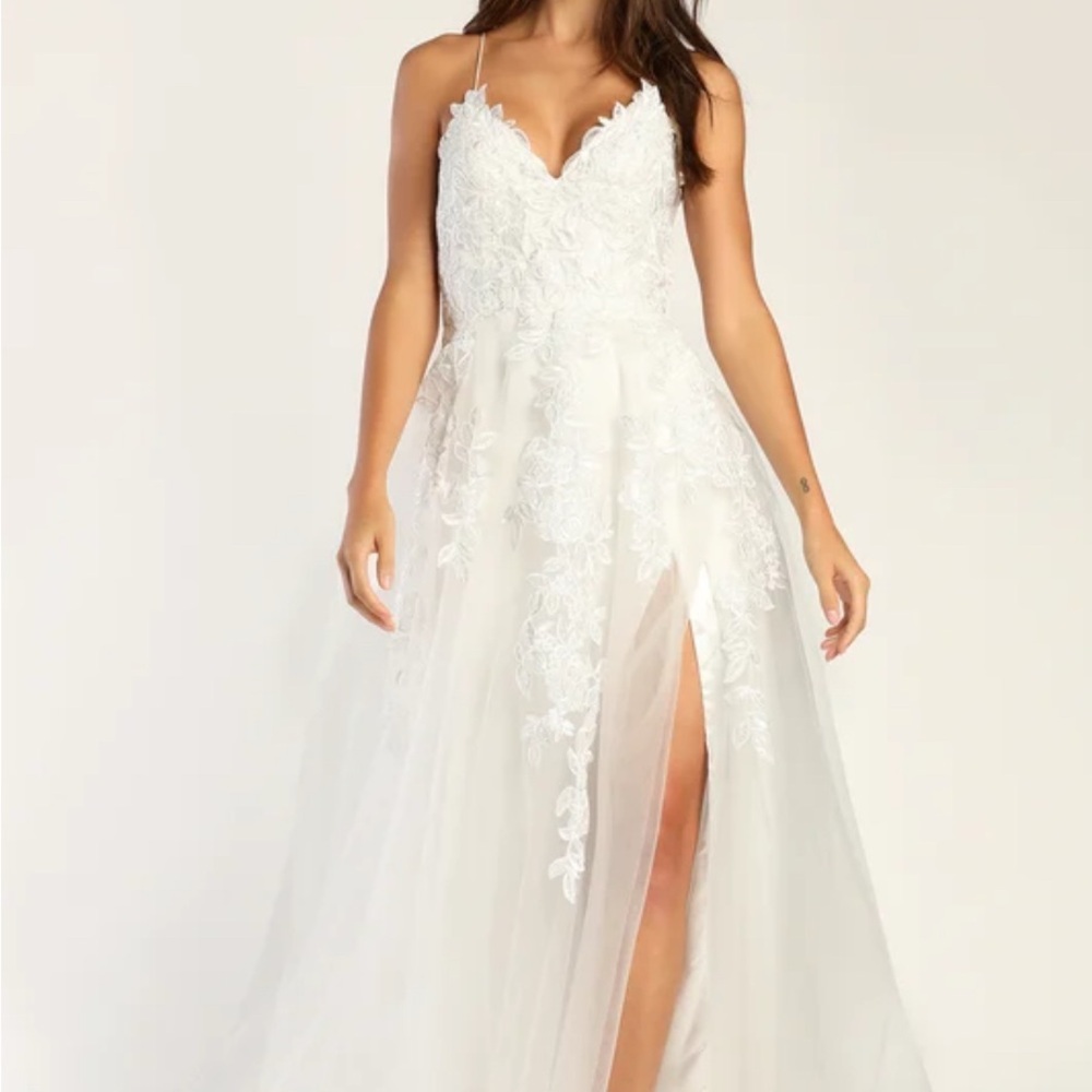 Elegant White Lace Women Dress